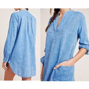 Seafolly Australia Boyfriend Beach‎ Shirt Cover-Up XS Chambray Blue Tunic